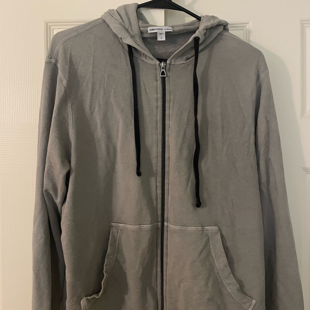 James Perse vintage French terry hoodie in silver/grey color